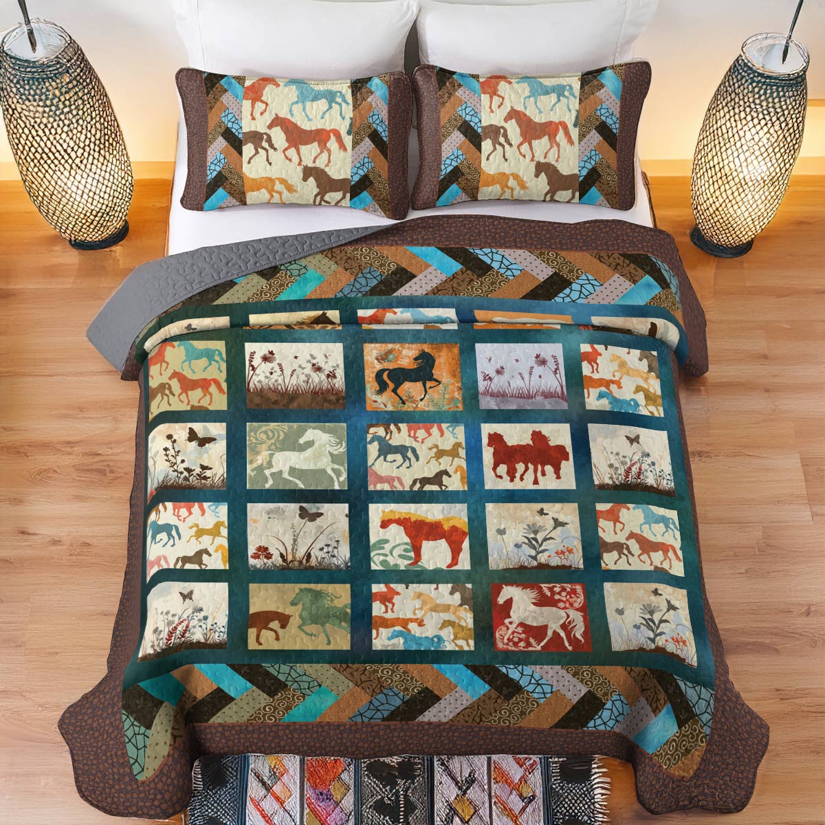 Shineful All Season Quilt 3-Piece Set Vintage Horse