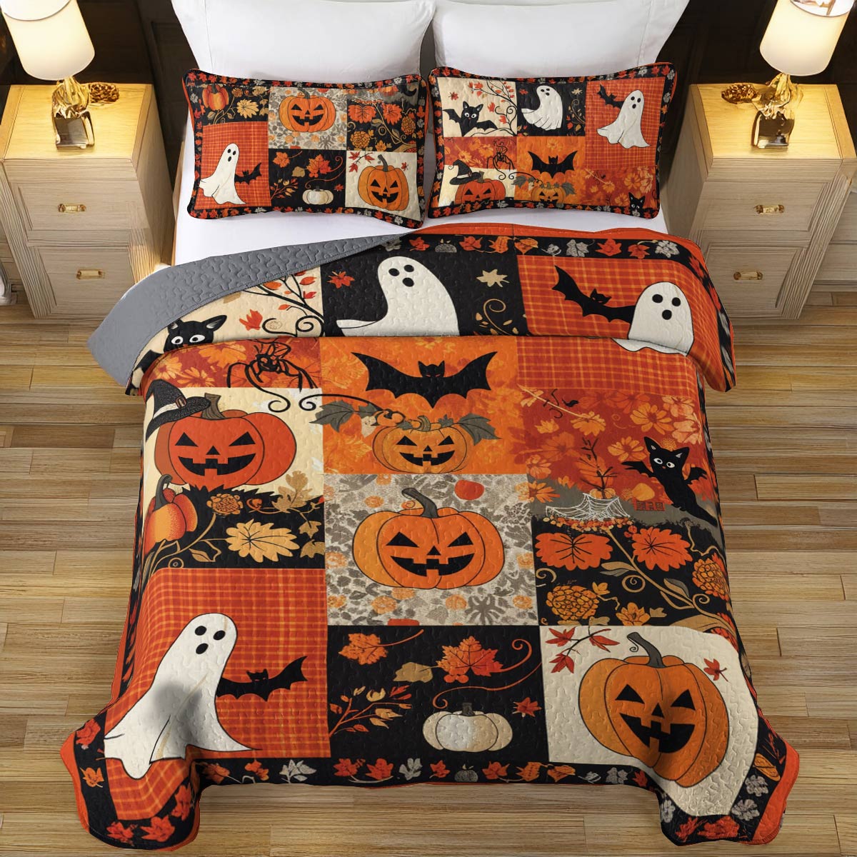 Shineful All Season Quilt 3-Piece Set Patchwork Spooks