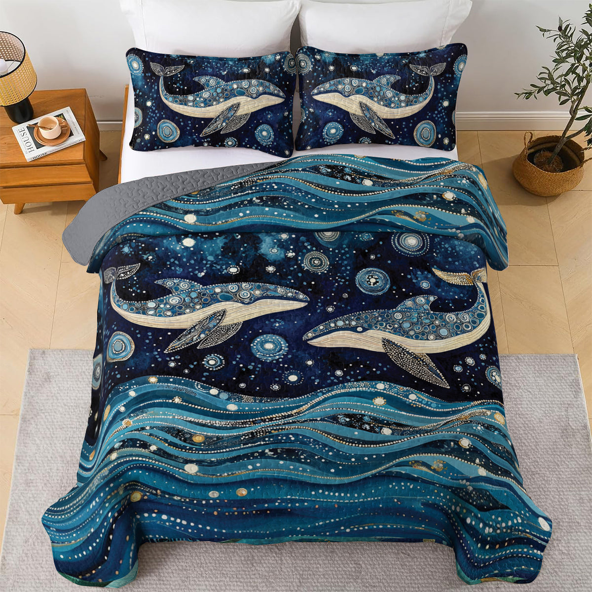 Shineful All Season Quilt 3-teiliges Set Whale Dreams