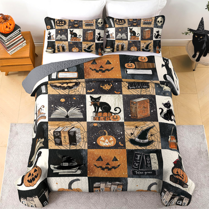 Shineful All Season Quilt 3-Piece Set Halloween Bookworm Retreat