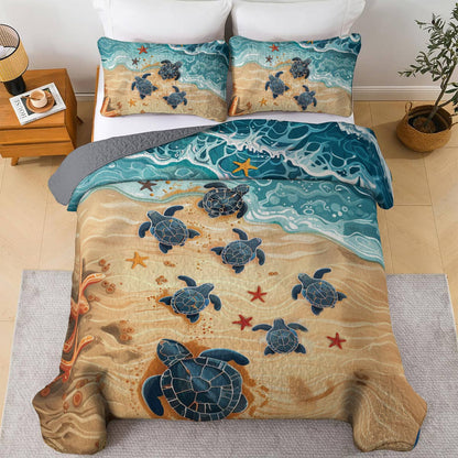 Shineful All Season Quilt 3-Piece Set Turtle Ocean