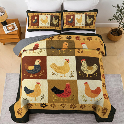 Shineful All Season Quilt 3-Piece Set - Country Chicken