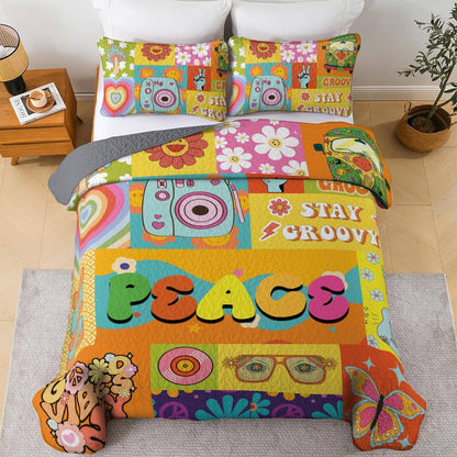 Shineful All Season Quilt 3-Piece Set Peace & Love