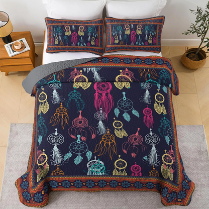 Shineful All Season Quilt 3-Piece Set - Dreamcatcher of Native America