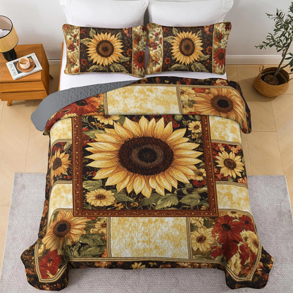 Shineful All Season Quilt 3-teiliges Set - Sonnenblumenernte 