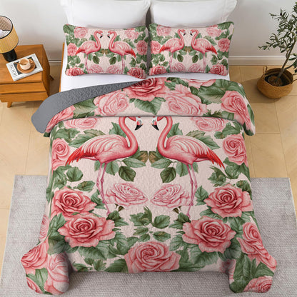 Shineful All Season Quilt 3-Piece Set Flamingo Rose