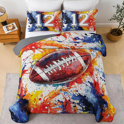 Shineful All Season Quilt 3-Piece Set Football Touchdown Dream