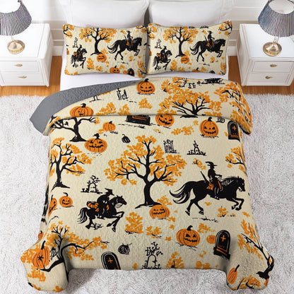 Shineful All Season Quilt 3-Piece Set Riding Pumpkins