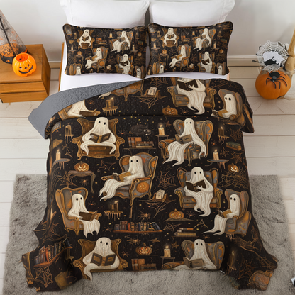 Shineful All Season Quilt 3-Piece Set Halloween Ghostly Book Club