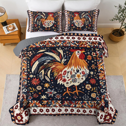 Shineful All Season Quilt 3-Piece Set Rooster's Morning Song