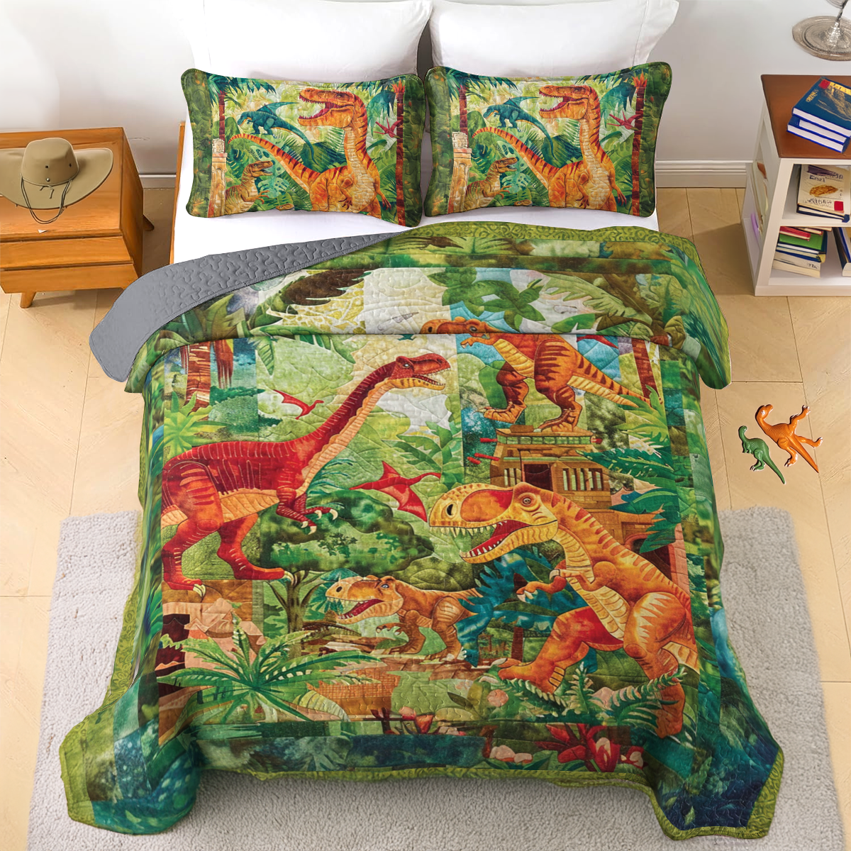 Shineful All Season Quilt 3-Piece Set Jurassic Jungle