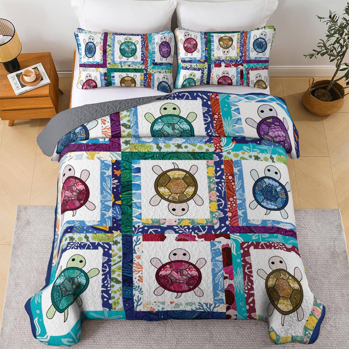 Shineful All Season Quilt 3-Piece Set Turtle Pattern