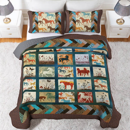 Shineful All Season Quilt 3-Piece Set Vintage Horse