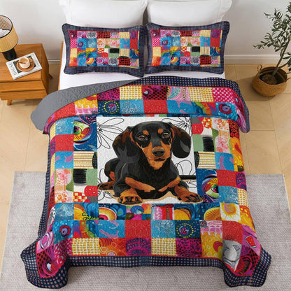 Shineful All Season Quilt 3-Piece Set Dachshund Quilt 2