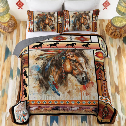 Shineful All Season Quilt 3-Piece Set Tribal Horse