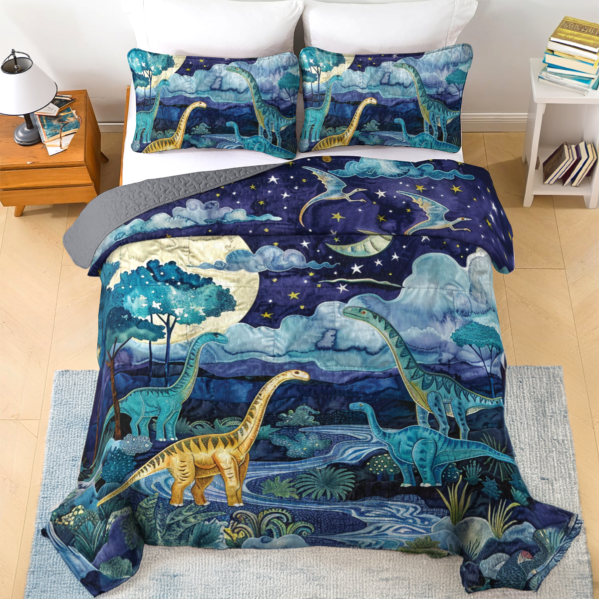 Shineful All Season Quilt 3-Piece Set Dino Dreamscape