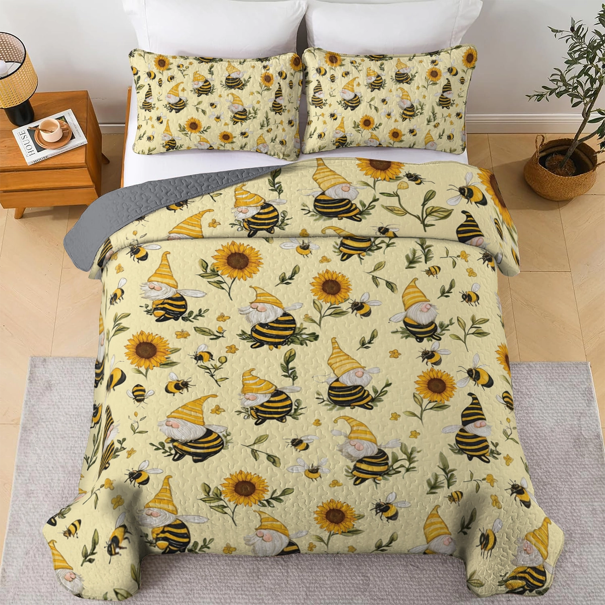 Shineful All Season Quilt 3-Piece Set - Honey Gnome Delight