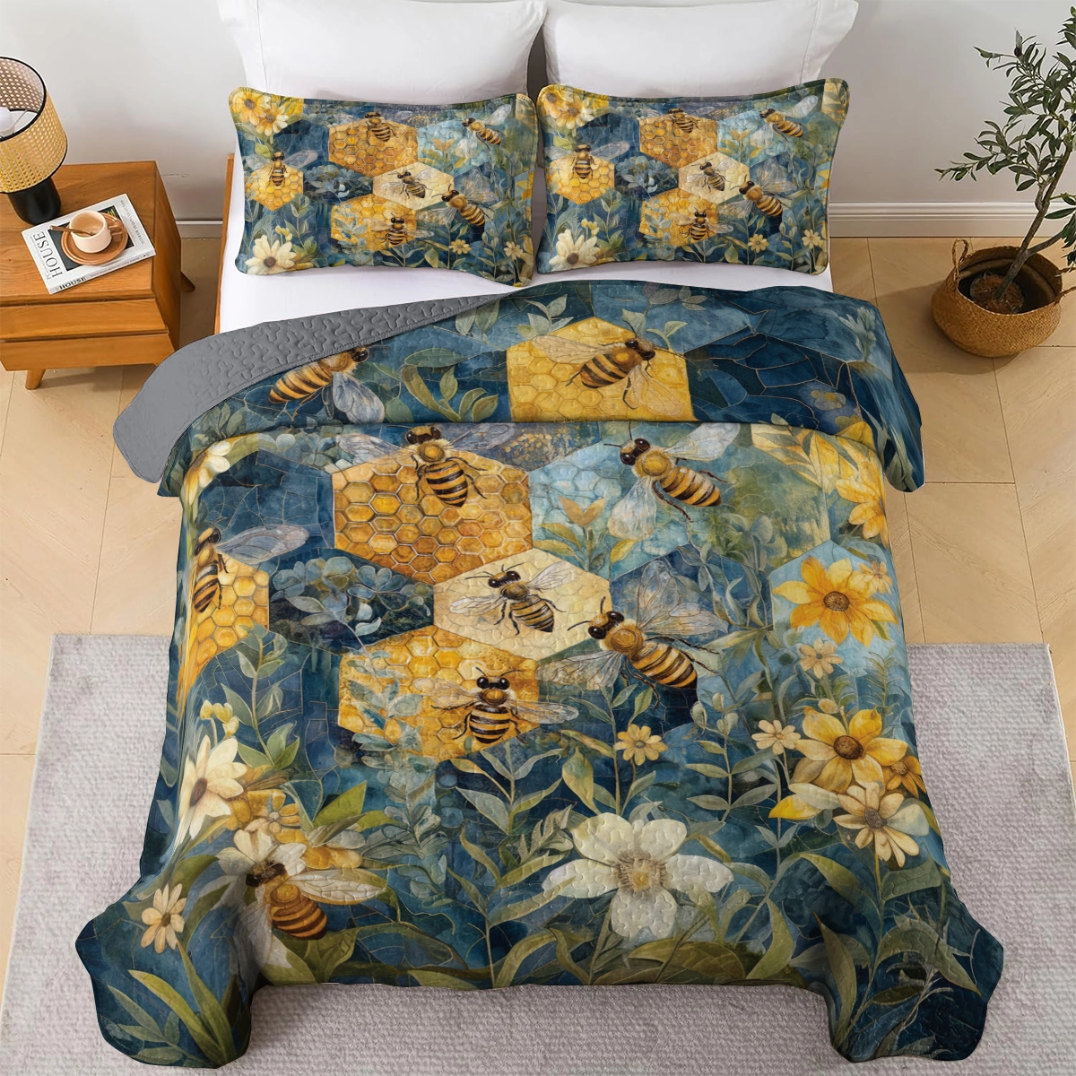 Shineful All Season Quilt 3-teiliges Set - Bee Cozy Dreams 