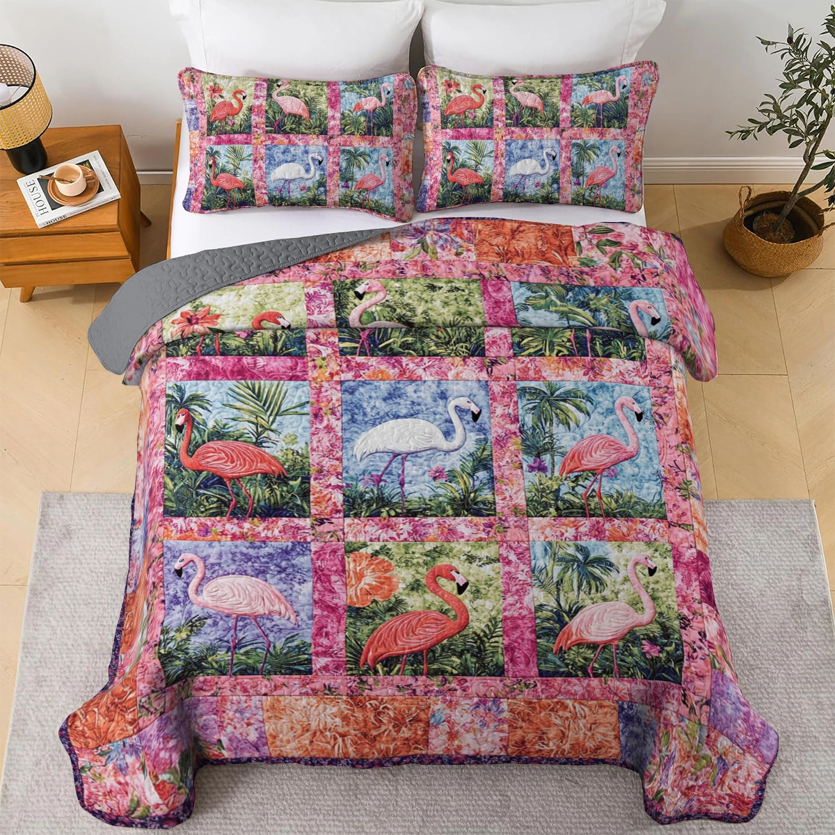 Shineful All Season Quilt 3-Piece Set - Flamingo Paradise