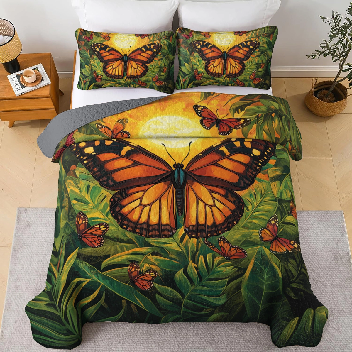 Shineful All Season Quilt 3-Piece Set - Monarch Garden