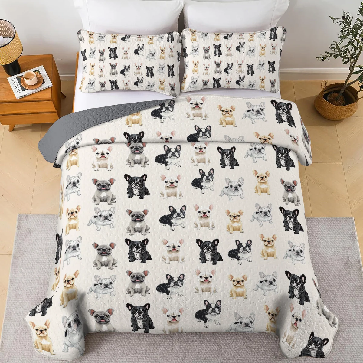 Shineful All Season Quilt 3-Piece Set - Cuddle Time Frenchie