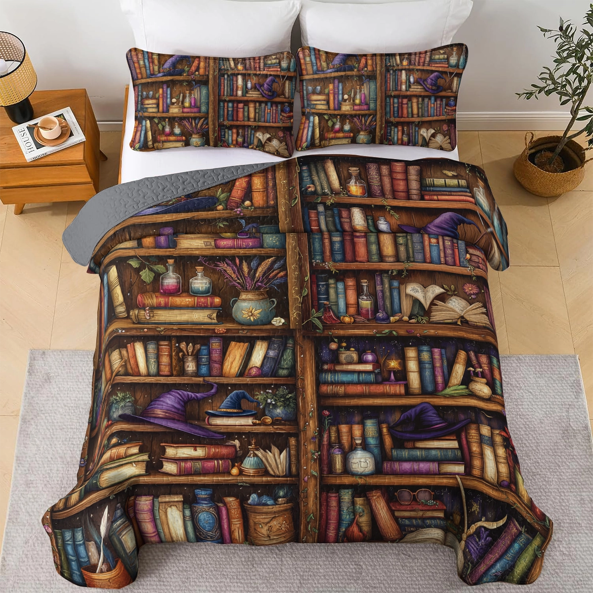 Shineful All Season Quilt 3-Piece Set - Whimsical Reading Wonderland