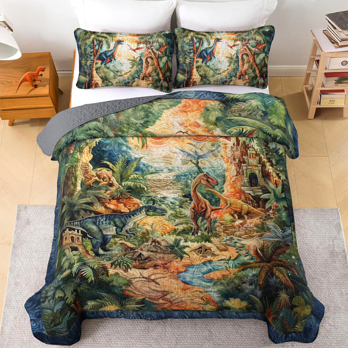 Shineful All Season Quilt 3-Piece Set Fantastic Jurassic Park