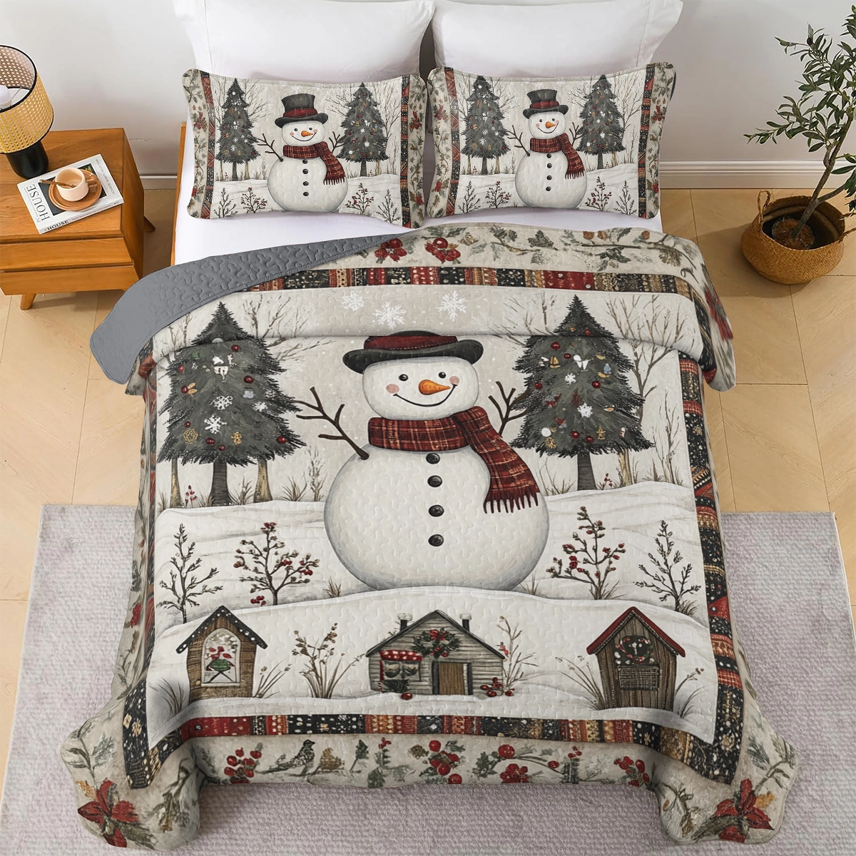 Shineful All Season Quilt 3-Piece Set Christmas Winter Wonderland Snuggle