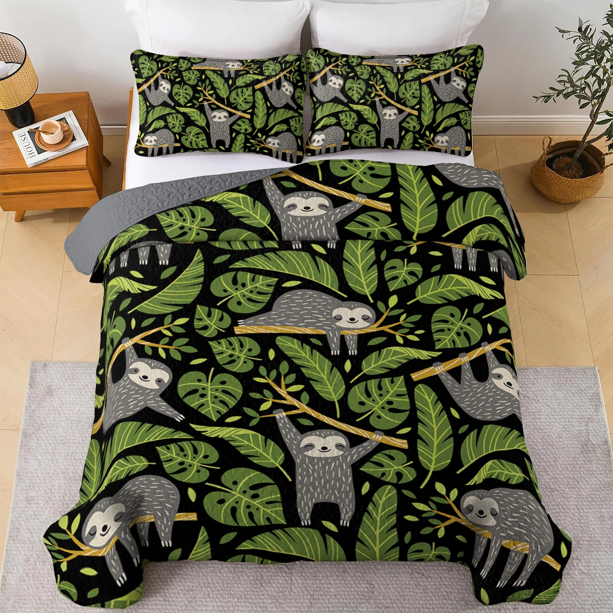 Shineful All Season Quilt 3-Piece Set - Chilling Sloths