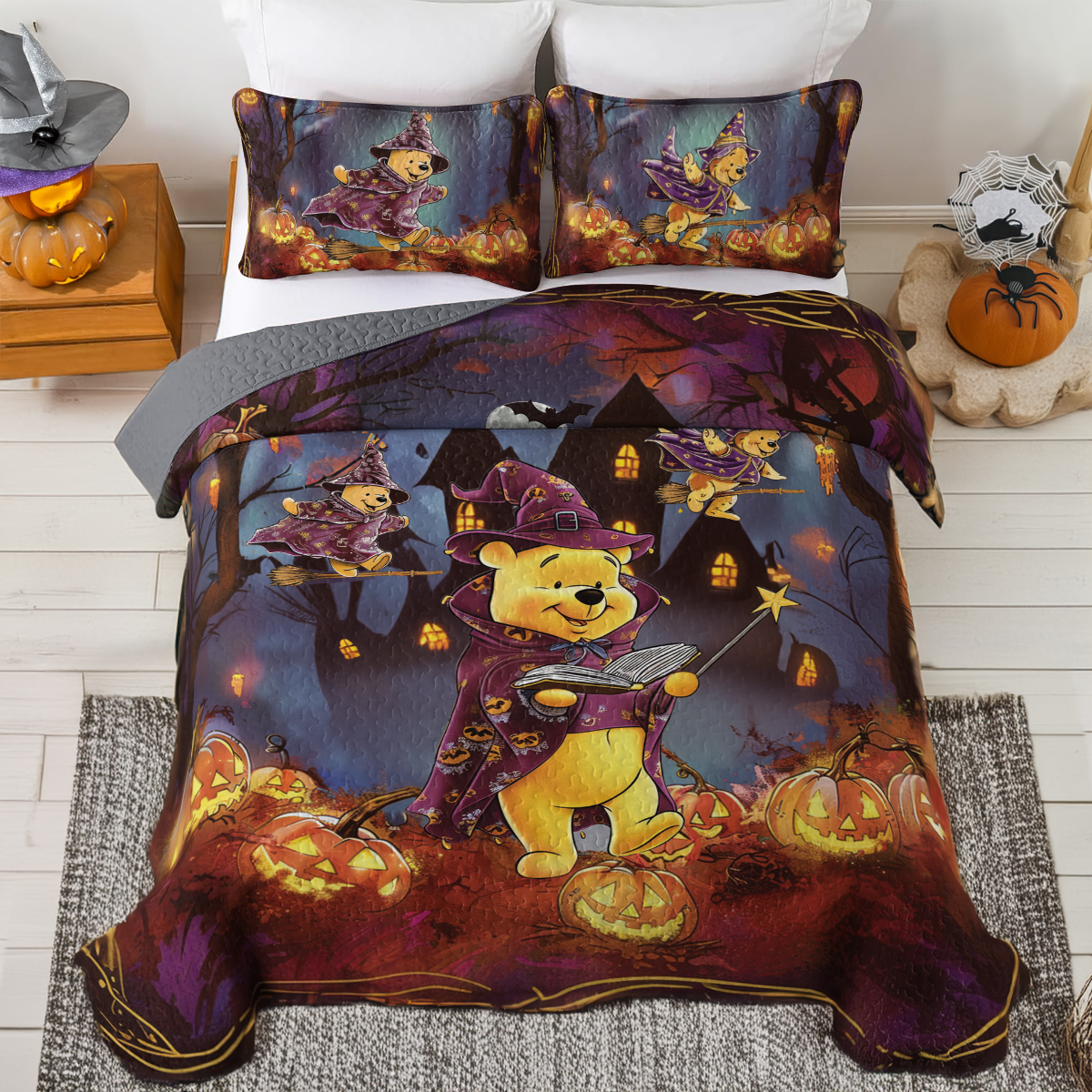 Shineful All Season Quilt 3-Piece Set Halloween Witchy Magic