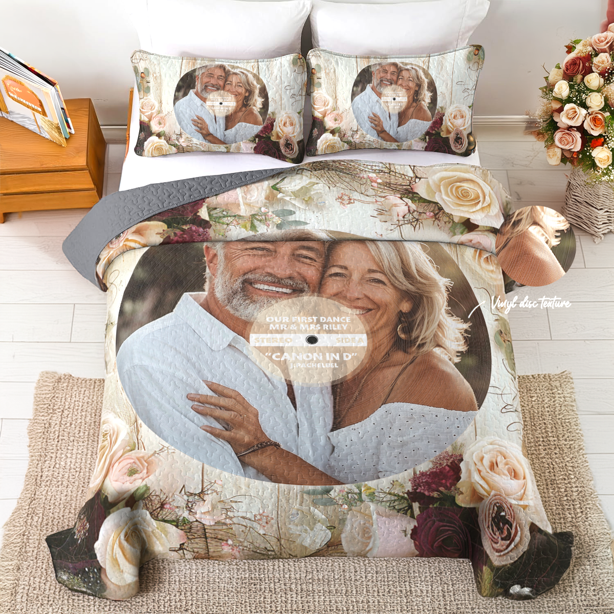 Shineful Personalized All Season Quilt 3-Piece Set Our First Dance Rose Edition