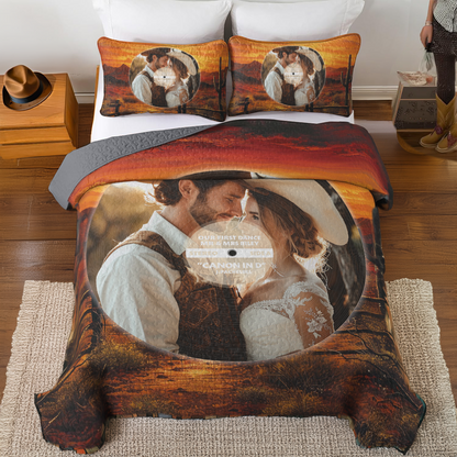 Shineful Personalized All Season Quilt 3-Piece Set Our First Dance Cowboy Edition