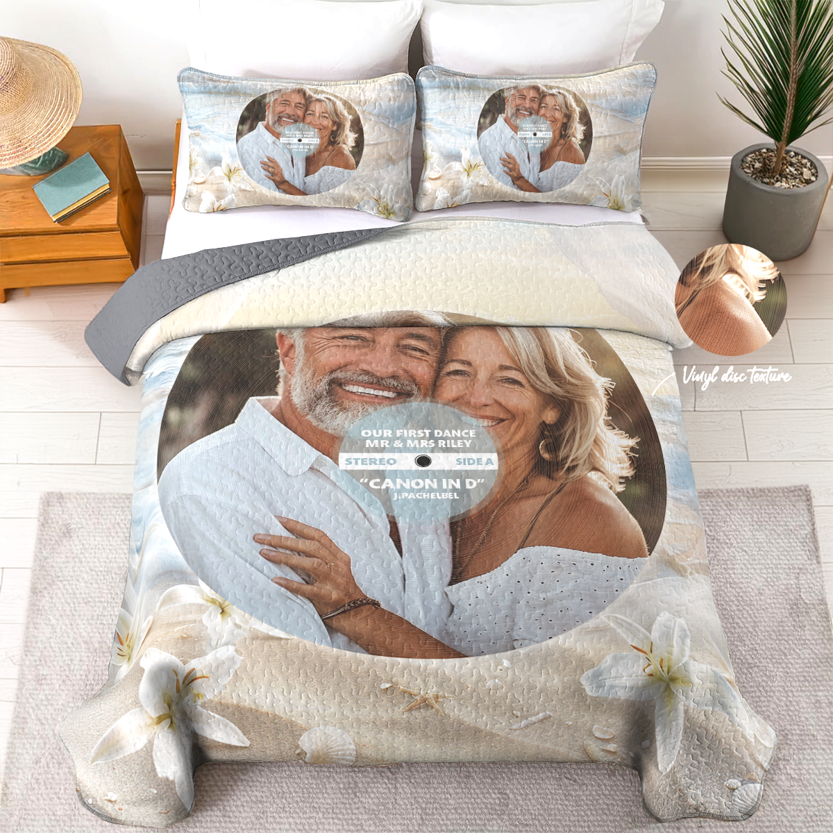 Shineful Personalized All Season Quilt 3-Piece Set Our First Dance Beach Edition