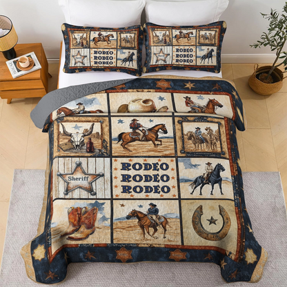 Shineful All Season Quilt 3-Piece Set Rodeo Cowboy Spirit