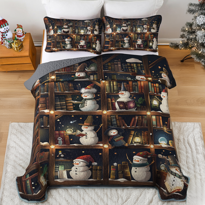 Shineful All Season Quilt 3-Piece Set Snowman Library