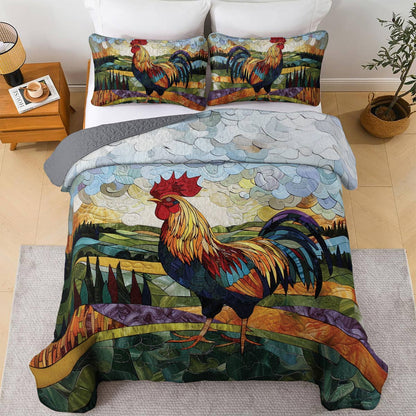 Shineful All Season Quilt 3-Piece Set Countryside Rooster