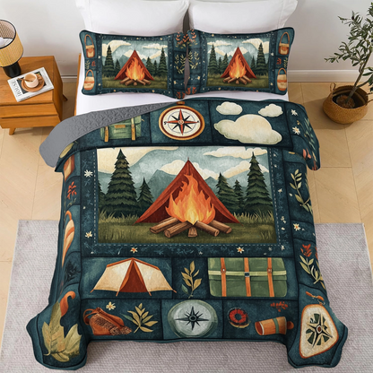 Shineful All Season Quilt 3-teiliges Set Camping Wilderness Nights