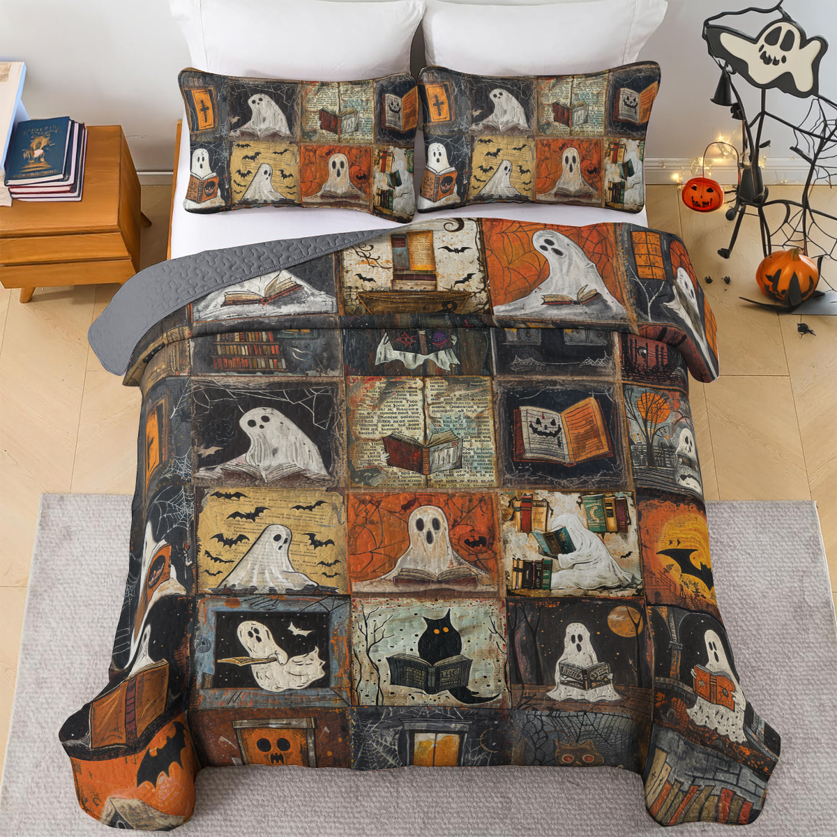 Shineful All Season Quilt 3-teiliges Set Ghostly Bookworm