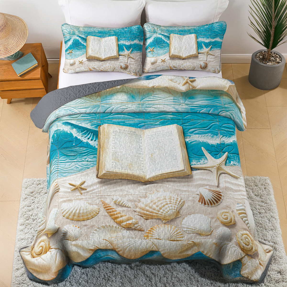 Shineful All Season Quilt 3-teiliges Set Oceanic Reads