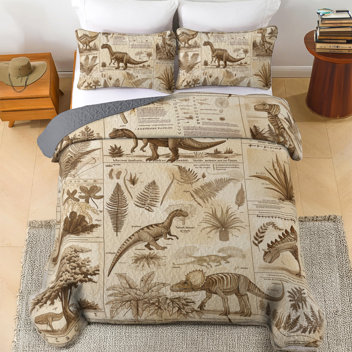 Shineful All Season Quilt 3-Piece Set Dinosaur Fossil Hunter