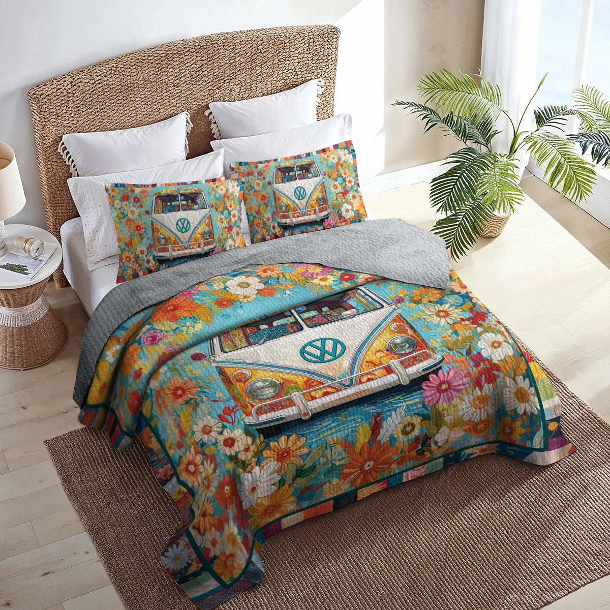 Shineful All Season Quilt 3-Piece Set Hippie Groovy Vibes