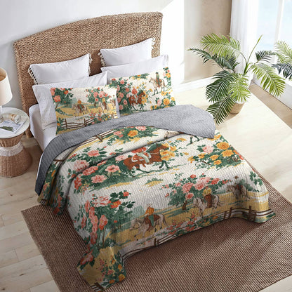 Shineful All Season Quilt 3-Piece Set Cowboy Flower