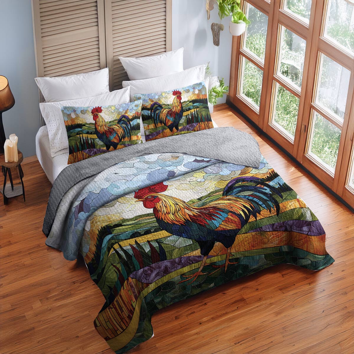 Shineful All Season Quilt 3-Piece Set Countryside Rooster