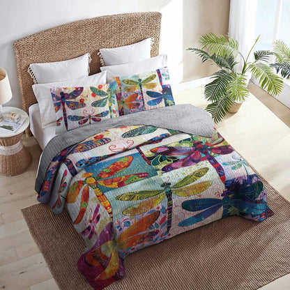 Shineful All Season Quilt 3-Piece Set Dragonfly Harmony