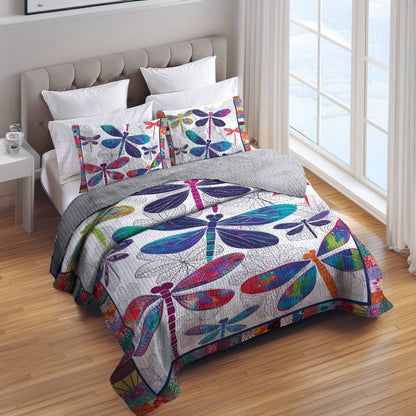 Shineful All Season Quilt 3-Piece Set Dragonfly Dreams