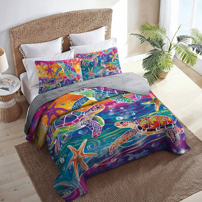 Shineful All Season Quilt 3-Piece Set Turtle rainbow