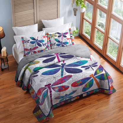 Shineful All Season Quilt 3-Piece Set Dragonfly Dreams