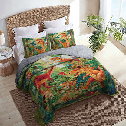 Shineful All Season Quilt 3-Piece Set Jurassic Jungle