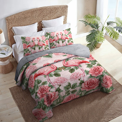 Shineful All Season Quilt 3-Piece Set Flamingo Rose