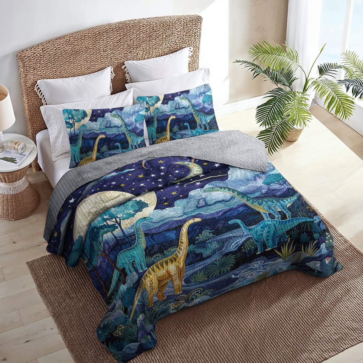 Shineful All Season Quilt 3-Piece Set Dino Dreamscape